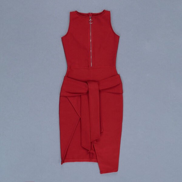 Lilly Red Tie Detail Bandage Dress - Image 3