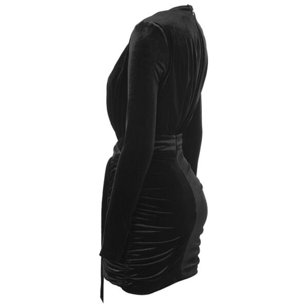 Juliëtte Black Long Sleeve Deep V Mini Dress - Image 2