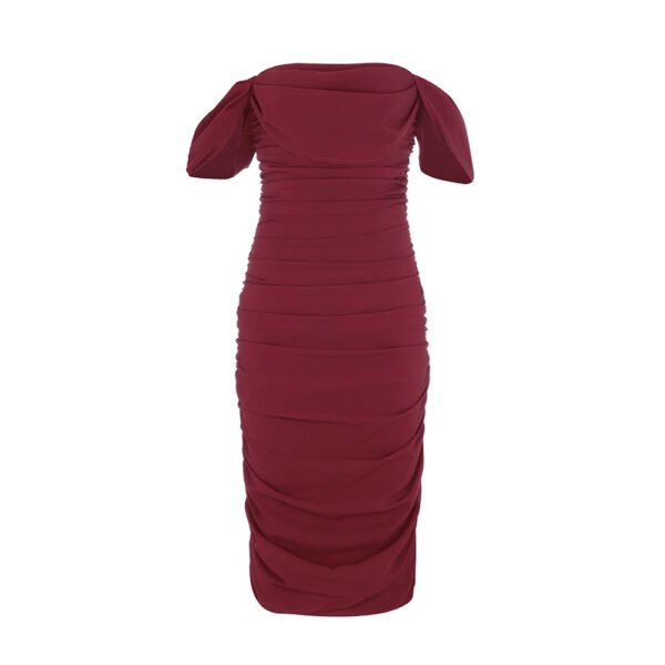 Nicoline Sexy Off Shoulder Midi Dress- Burgundy - Image 2