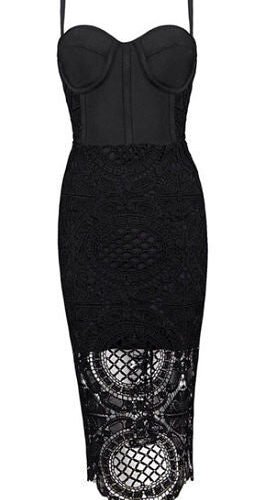 Liliana Black Lace Bandage Dress