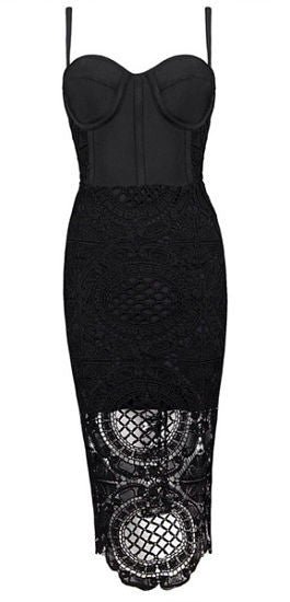 Liliana Black Lace Bandage Dress