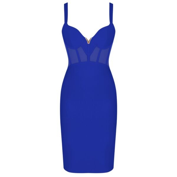 Jasmine Blue Strap Mini Mesh Bandage Dress