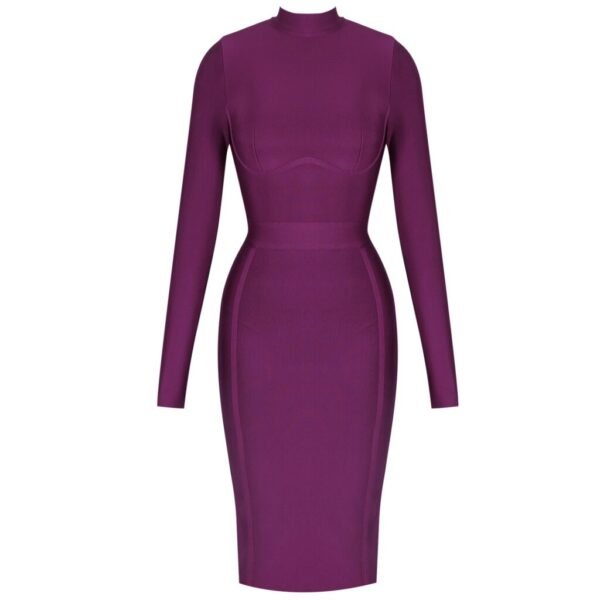 Caterina Wine Red Long Sleeve Bandage Dress - Image 2