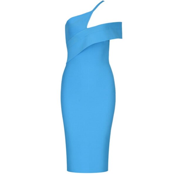 Kira Blue One Shoulder Short Sleeve Asymmetrical Dress