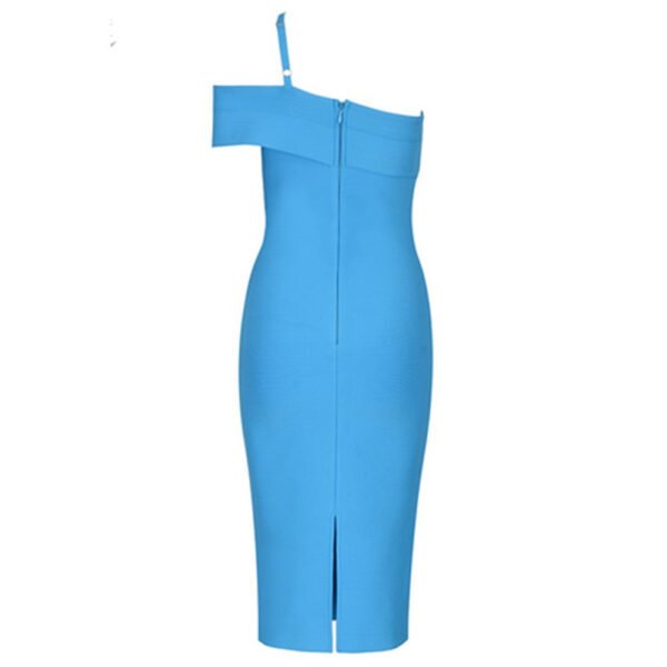 Kira Blue One Shoulder Short Sleeve Asymmetrical Dress - Image 2