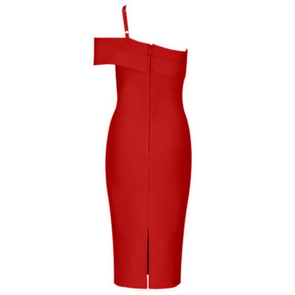 Kira Red One Shoulder Short Sleeve Asymmetrical Dress - Image 2