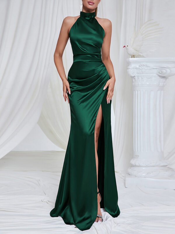 Amayah Green Halter Draped Maxi Dress