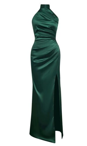 Amayah Green Halter Draped Maxi Dress