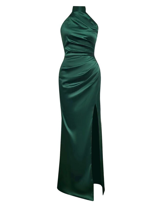 Amayah Green Halter Draped Maxi Dress