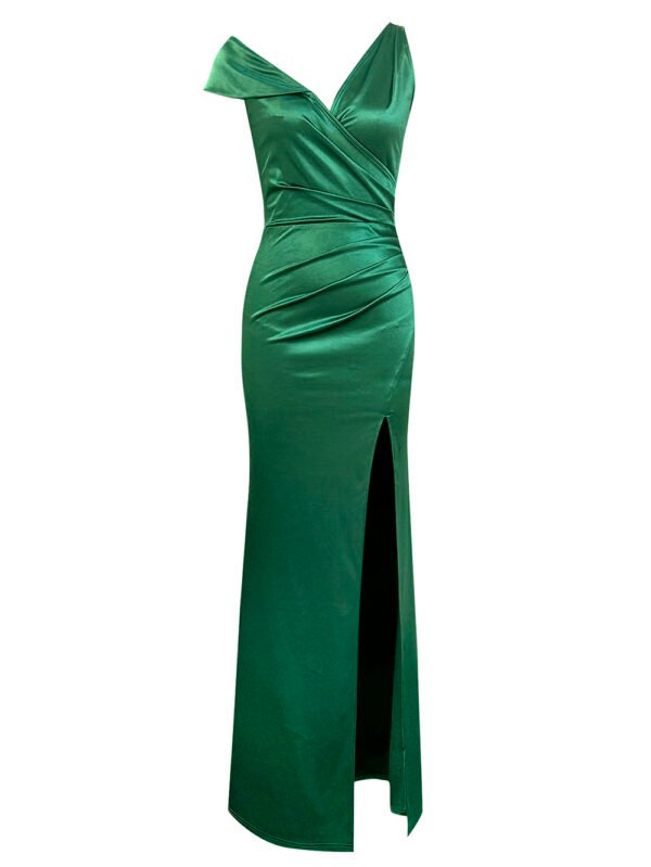 Tatiana Green One Shoulder Bardot Draped Dress